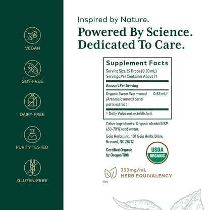 Gaia Herbs Pro Sweet Wormwood - Digestive Health & Elimination Support | 2 fl oz (71 Servings) - Vegan, Gluten-Free & Dairy-Free
