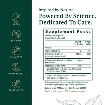 Gaia Herbs Pro Thyroid Formula – Supports Cardiovascular & Metabolic Health – 120 Liquid Phyto-Caps (60 Servings) – Vegan & Gluten-Free