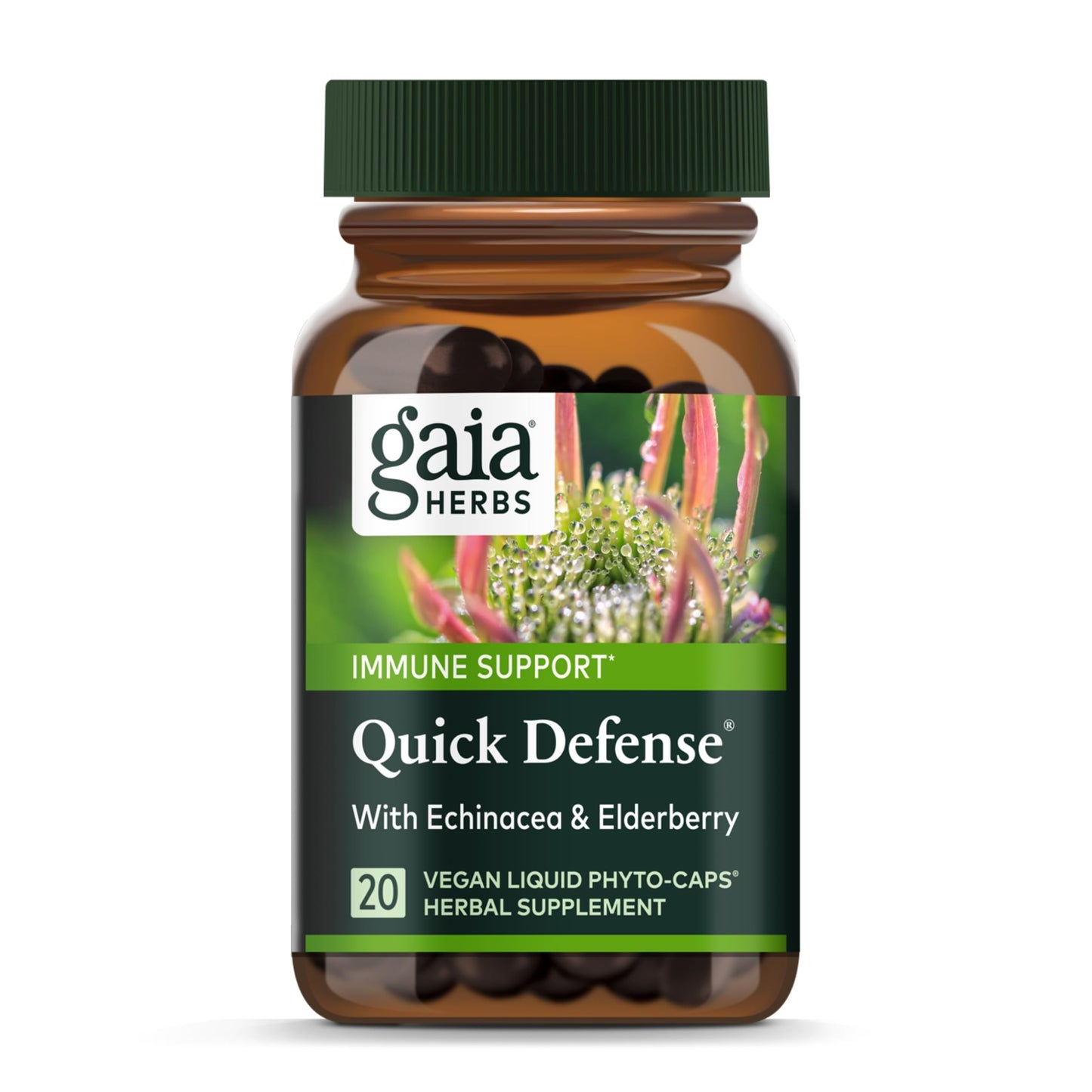 Gaia Herbs Quick Defense – Fast-Acting Immune Support (20 Vegan Liquid Phyt o-Capsules)