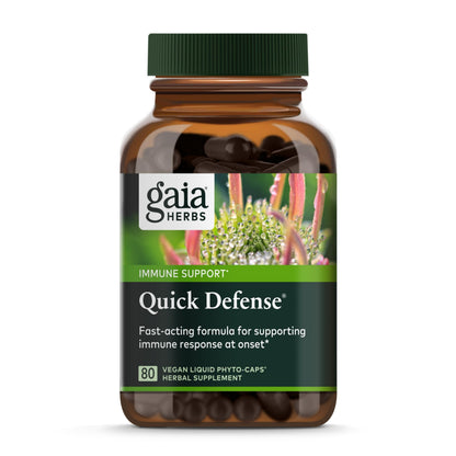 Gaia Herbs Quick Defense - Fast-Acting Immune Support Supplement* - Echinacea, Black Elderberry, Ginger & Andrographis - 80 Vegan Liquid Phyto-Caps (40 Servings)