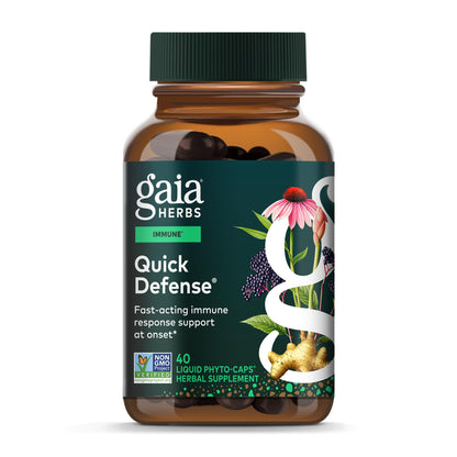 Gaia Herbs Quick Defense - Fast-Acting Immune Support (40 Vegan Liquid Phyto-Caps)