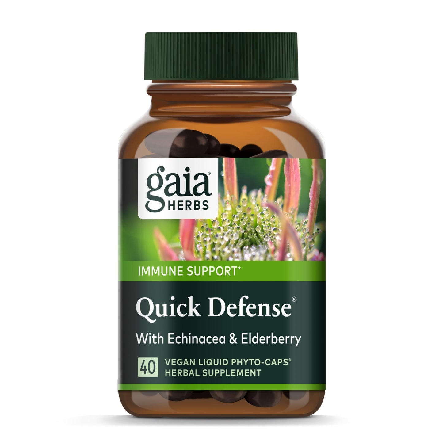 Gaia Herbs Quick Defense - Fast-Acting Immune Support (40 Vegan Liquid Phyto-Caps)