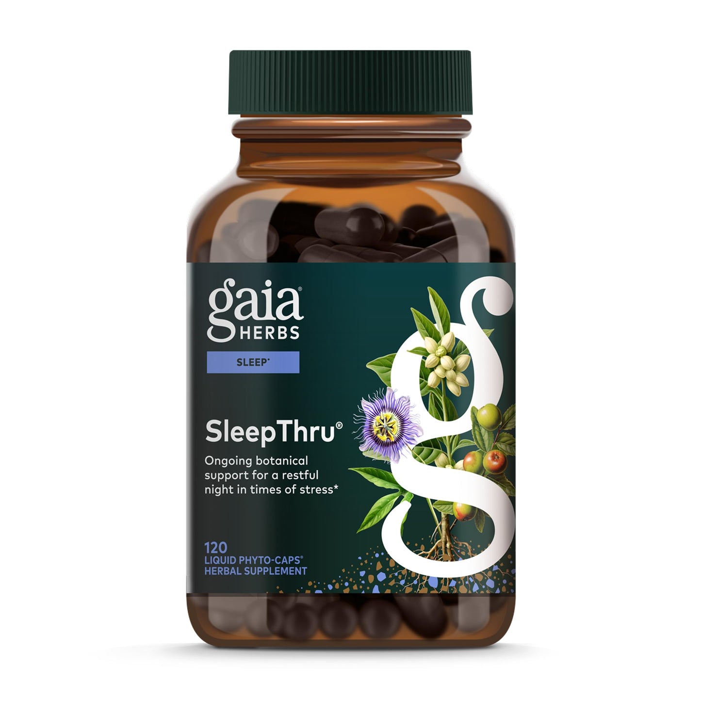Gaia Herbs SleepThru – Sleep Support with Ashwagandha, Magnolia Bark, Passionflower & Jujube Date | 120 Vegan Liquid Phyto-Caps (60 Servings)