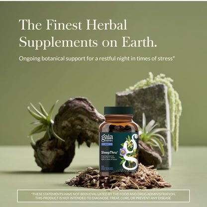 Gaia Herbs SleepThru – Sleep Support with Ashwagandha, Magnolia Bark, Passionflower & Jujube Date | 120 Vegan Liquid Phyto-Caps (60 Servings)