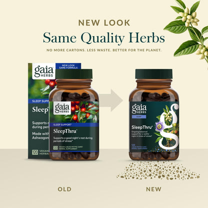 Gaia Herbs SleepThru – Sleep Support with Ashwagandha, Magnolia Bark, Passionflower & Jujube Date | 120 Vegan Liquid Phyto-Caps (60 Servings)