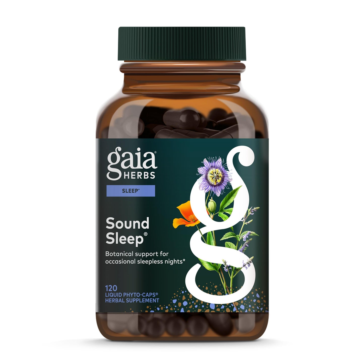 Gaia Herbs Sound Sleep – Herbal Sleep Support with Valerian & Passionflower | 120 Vegan Liquid Phytocapsules