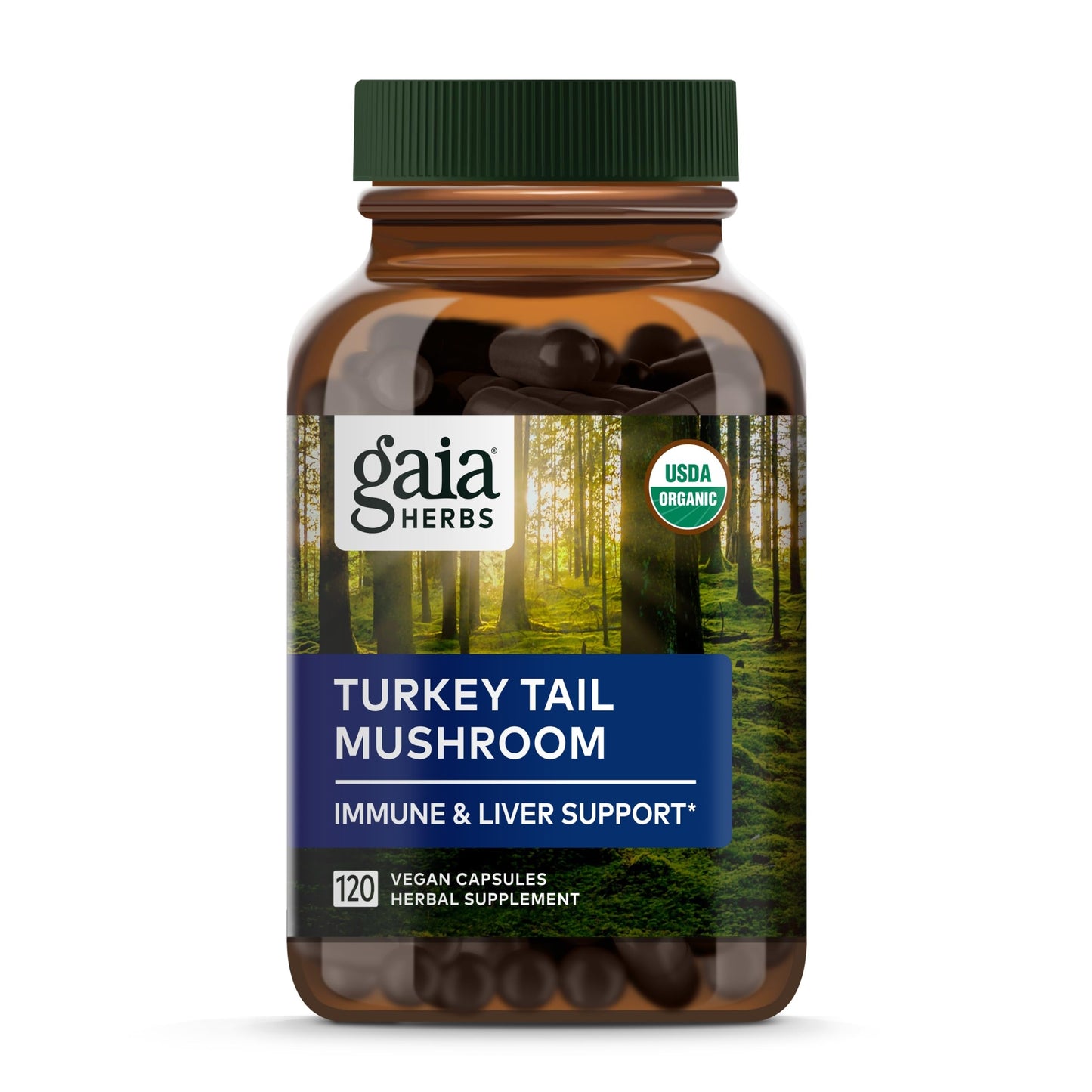 Gaia Herbs Turkey Tail Mushroom – Immune Support & Liver Health, 120 Vegan Capsules