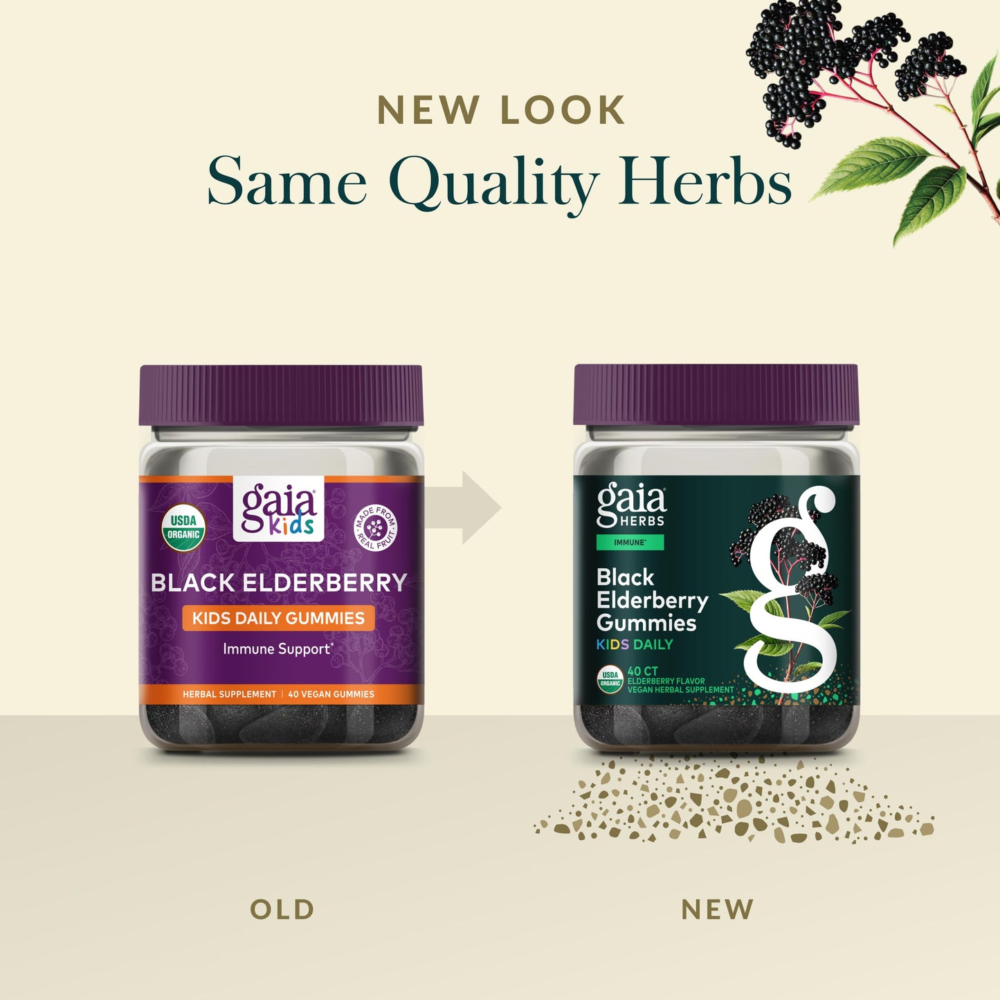 GaiaKids Black Elderberry Daily Gummies for Kids | Immune Support | Organic Elderberries | 40 Gummies