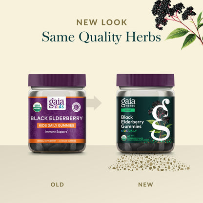 GaiaKids Black Elderberry Daily Gummies for Kids | Immune Support | Organic Elderberries | 40 Gummies
