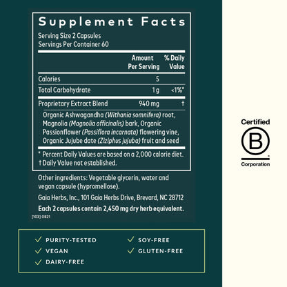 Gaia Herbs SleepThru – Sleep Support with Ashwagandha, Magnolia Bark, Passionflower & Jujube Date | 120 Vegan Liquid Phyto-Caps (60 Servings)