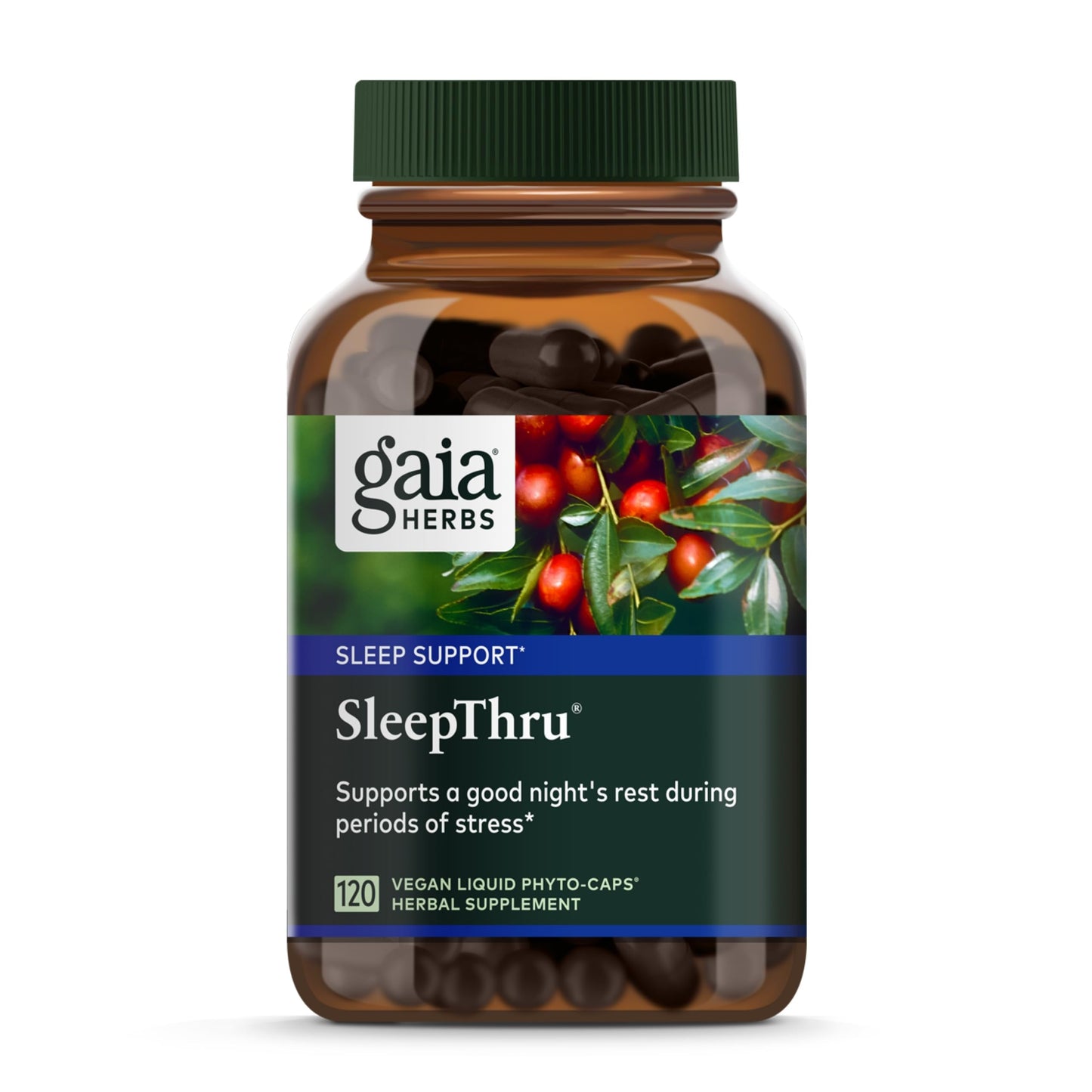 Gaia Herbs SleepThru – Sleep Support with Ashwagandha, Magnolia Bark, Passionflower & Jujube Date | 120 Vegan Liquid Phyto-Caps (60 Servings)