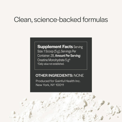 Gainful Creatine Powder – 5g Creatine Monohydrate per Serving, Unflavored, 28 Servings