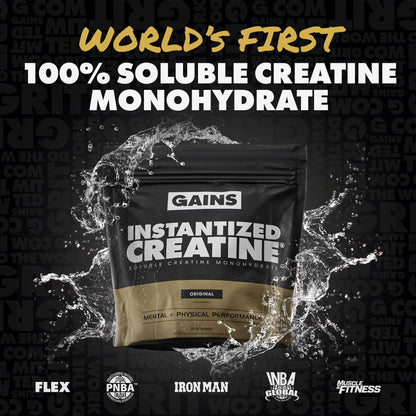 Gains in Bulk Instantized Creatine Monohydrate – Soluble, Unflavored Powder for Women and Men | 30 Servings