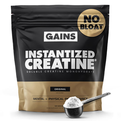 Gains in Bulk Instantized Creatine Monohydrate – Soluble, Zero-Bloat (100 Servings)