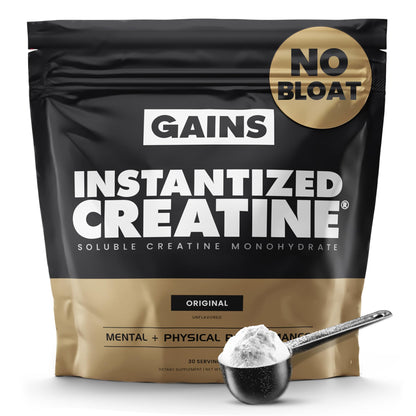 Gains in Bulk Instantized Creatine Monohydrate – Soluble, Unflavored Powder for Women and Men | 30 Servings