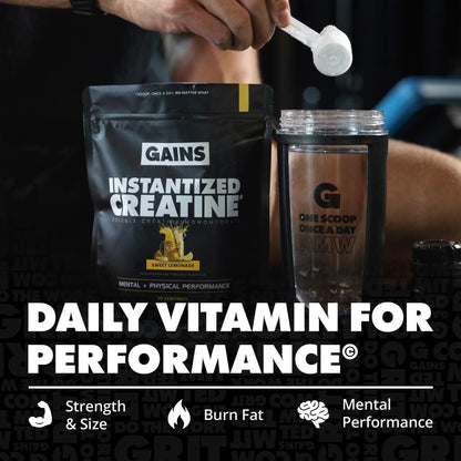 Gains in Bulk Instantized Creatine Monohydrate – Soluble, No Bloat, 30 Servings