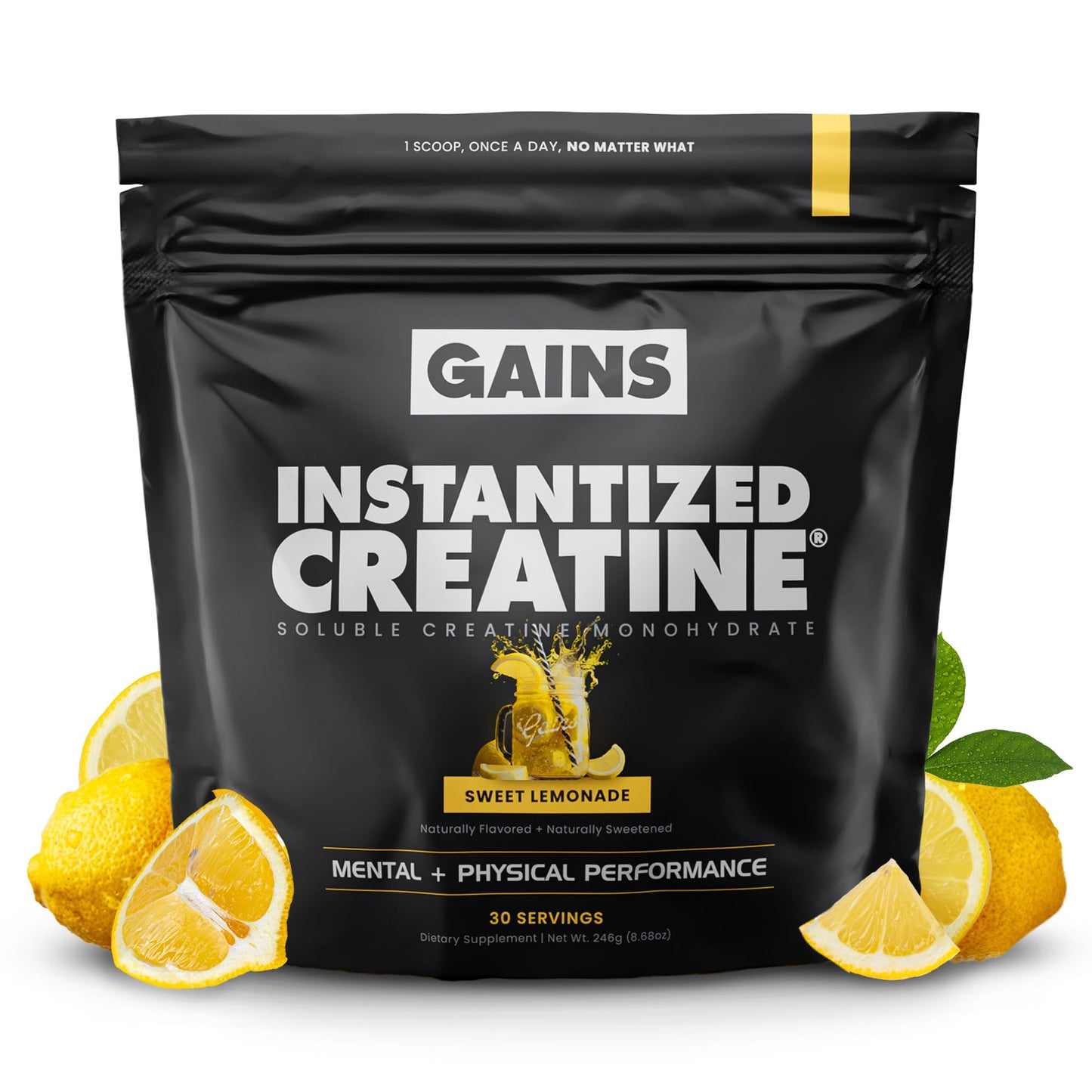 Gains in Bulk Instantized Creatine Monohydrate – Soluble, No Bloat, 30 Servings