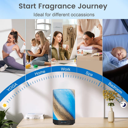 Essential Oil Diffuser 120 ml Galaxy Mist – Glass Ultrasonic Diffuser, 7 LED Colors, Auto Shut-Off, 4 Timers