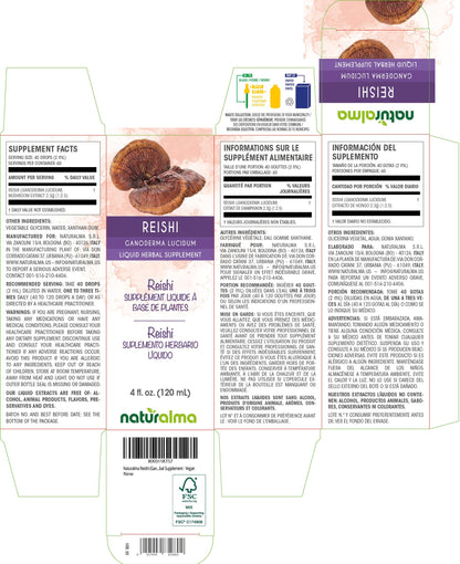 Naturalma Reishi Alcohol-Free Tincture (Ganoderma lucidum) 4 oz – Vegan Liquid Extract