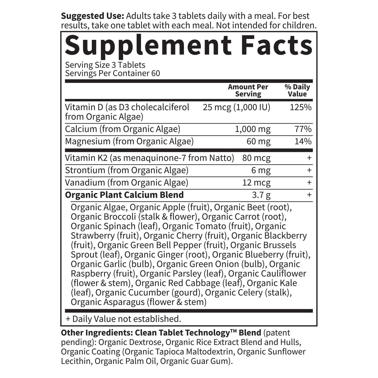 Garden of Life Plant-Based Calcium with Magnesium, D3 & K2 – Gluten-Free, 180 Count