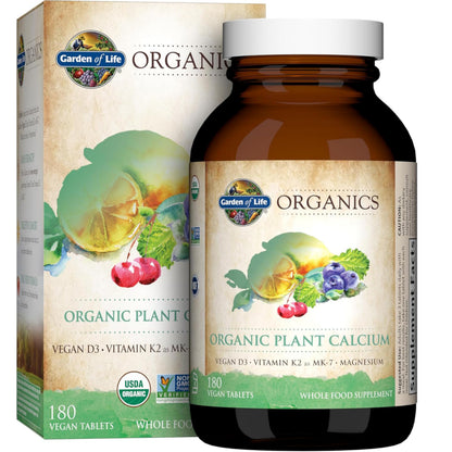 Garden of Life Plant-Based Calcium with Magnesium, D3 & K2 – Gluten-Free, 180 Count