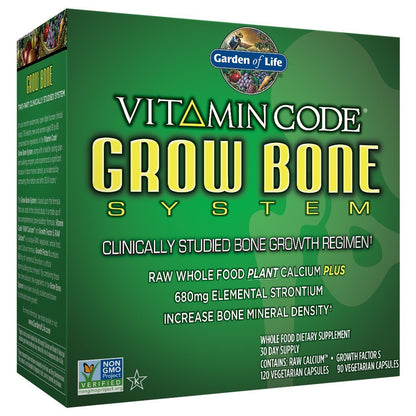 Garden of Life Calcium Supplement – Vitamin Code Grow Bone with Whole Food Calcium, Strontium, D3, K2 MK-7 & Probiotics (30 Day Supply)