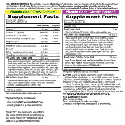 Garden of Life Calcium Supplement – Vitamin Code Grow Bone with Whole Food Calcium, Strontium, D3, K2 MK-7 & Probiotics (30 Day Supply)