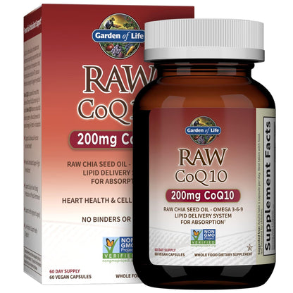 Garden of Life CoQ10 200mg – Vegan Omega 3-6-9 with Chia Seed Oil, 60 Veg Capsules