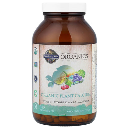 Garden of Life Plant-Based Calcium with Magnesium, D3 & K2 – Gluten-Free, 180 Count