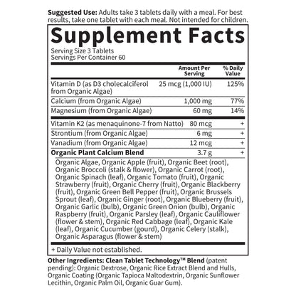 Garden of Life Plant-Based Calcium with Magnesium, D3 & K2 – Gluten-Free, 180 Count