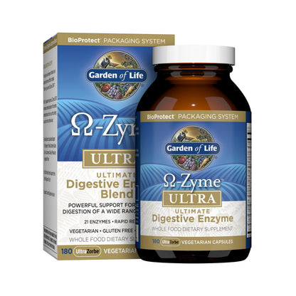 Garden of Life Omega-Zyme ULTRA — 21 Digestive Enzymes, Gluten-Free, Vegetarian, 180 Capsules