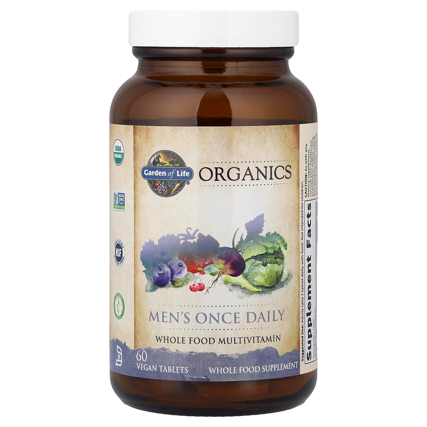 Garden of Life Once Daily Men's Multivitamin – Organic Vegan for Men, Prostate & Heart Support, 60 Tablets