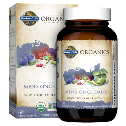 Garden of Life Once Daily Men's Multivitamin – Organic Vegan for Men, Prostate & Heart Support, 60 Tablets