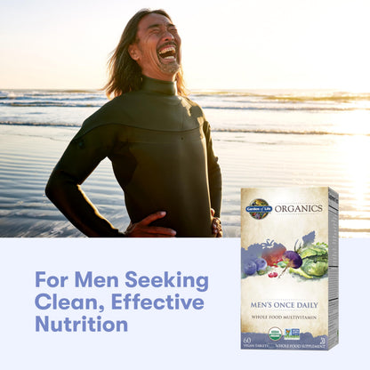 Garden of Life Once Daily Men's Multivitamin – Organic Vegan for Men, Prostate & Heart Support, 60 Tablets