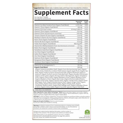 Garden of Life Organics Women’s Multi – Vegan Whole Food Multivitamin (120 Tablets)