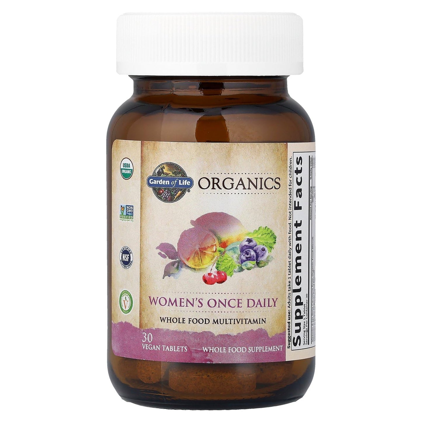 Garden of Life Organics Womens Multivitamin - One Daily Whole-Food Vitamin, 30 Tablets