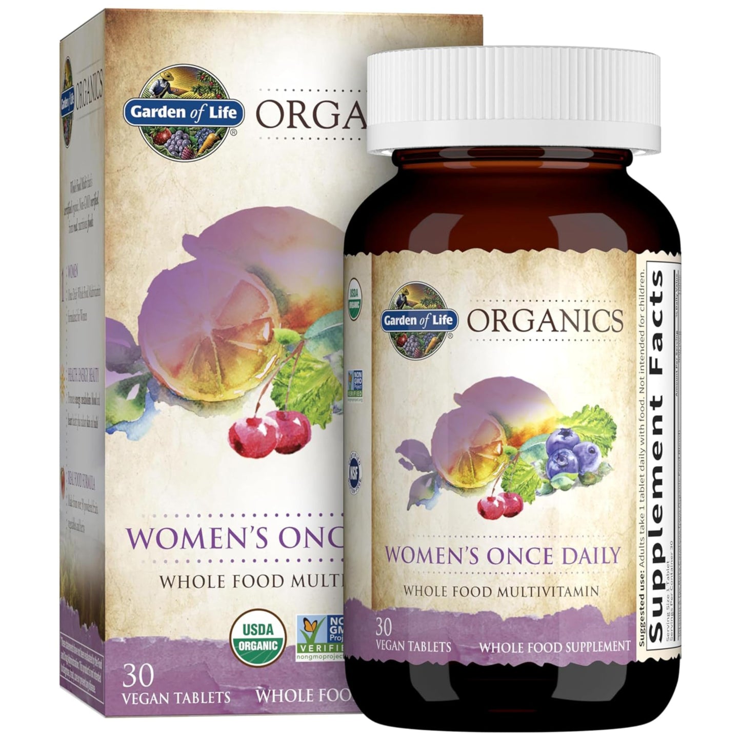 Garden of Life Organics Womens Multivitamin - One Daily Whole-Food Vitamin, 30 Tablets