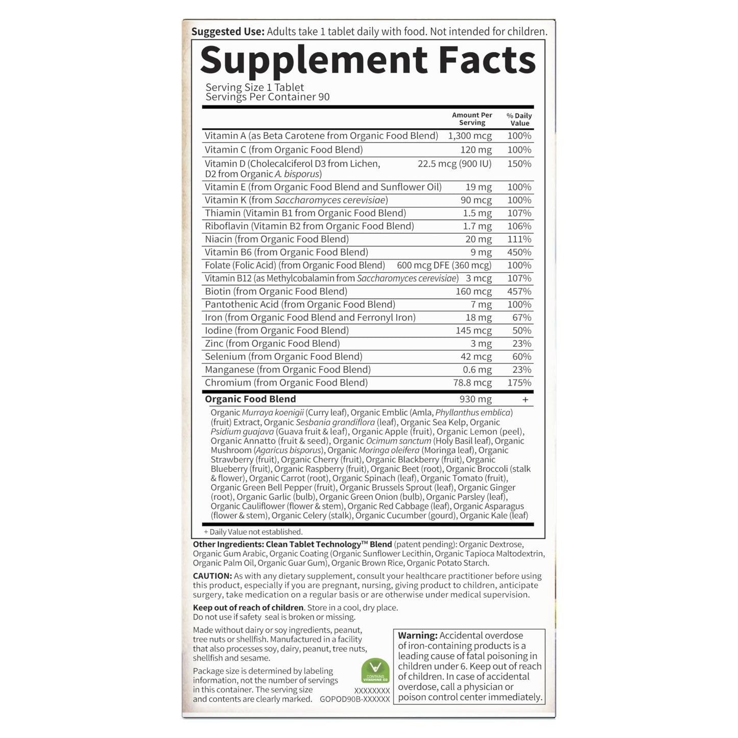 Garden of Life Prenatal Vitamins for Women – Organic Folate, Vegan, Non-GMO, 90-Day Supply