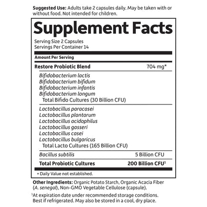 Garden of Life Dr. Formulated Probiotics Platinum Restore 200B CFU – 28 Veg Capsules | Vegan, Non-GMO, Gluten & Dairy Free