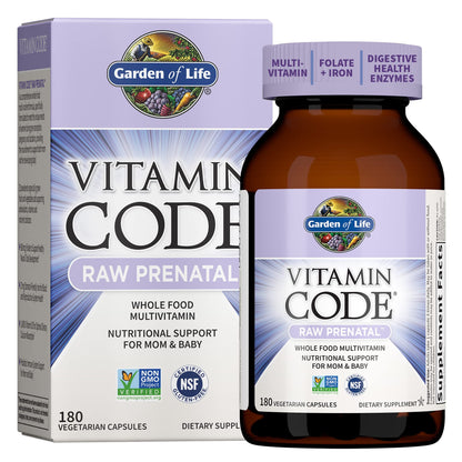 Garden of Life Vitamin Code RAW Prenatal | Whole-Food Prenatal Multivitamin (180 Veg Capsules)