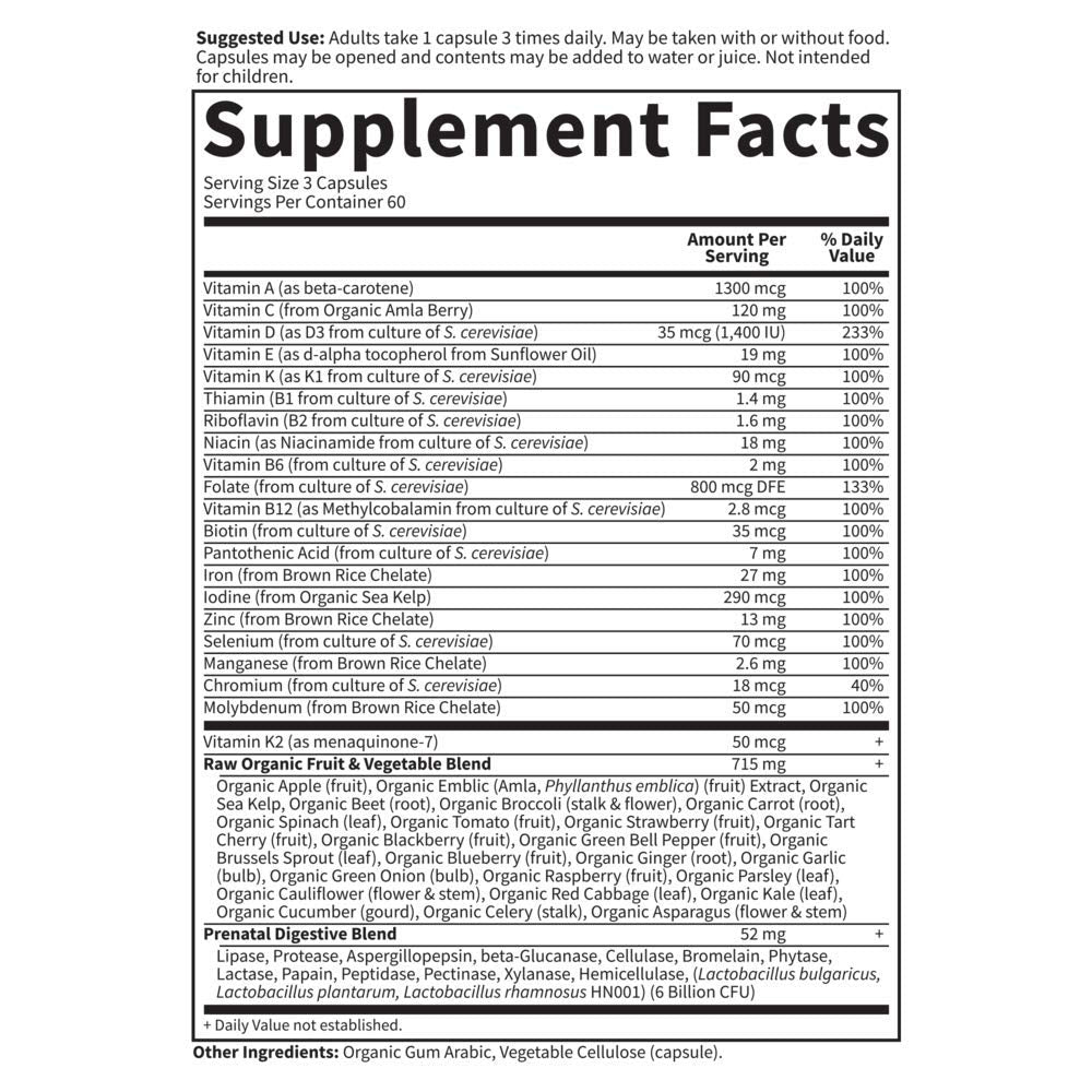 Garden of Life Vitamin Code RAW Prenatal | Whole-Food Prenatal Multivitamin (180 Veg Capsules)