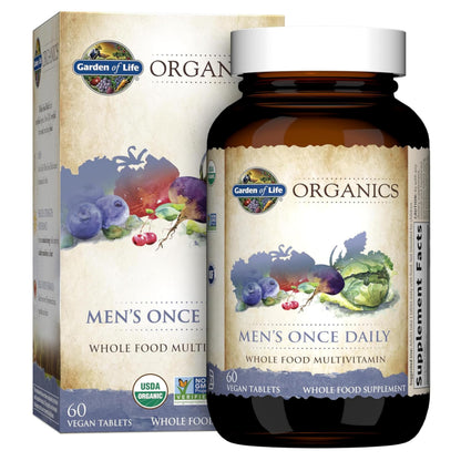 Garden of Life Once Daily Men's Multivitamin – Organic Vegan for Men, Prostate & Heart Support, 60 Tablets