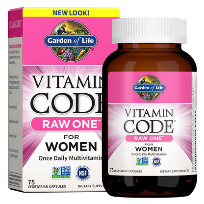 Garden of Life Vitamin Code RAW ONE for Women – Once Daily Multivitamin (75 Capsules) | Whole Food Iron, Probiotics, Gluten Free