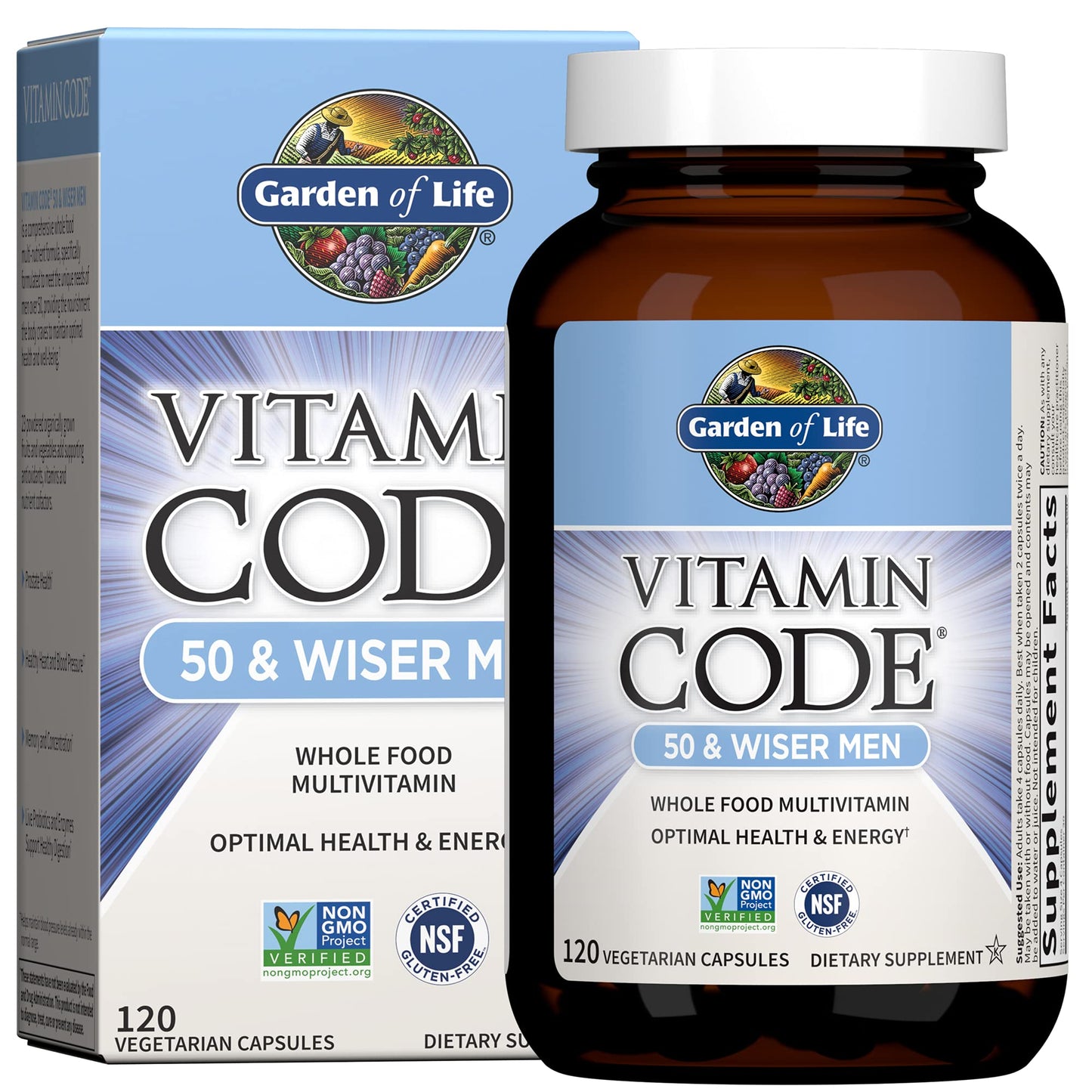 Garden of Life Vitamin Code 50 & Wiser Men's Multivitamin with Probiotics - 120 Capsules
