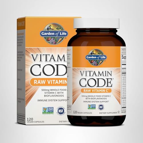 Garden of Life Vitamin Code Raw Vitamin C – 120 Caps, 500mg Whole Food Vitamin C with Probiotics | Vegan, Gluten Free