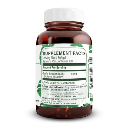 Natural Nutra Odorless Garlic Oil 500mg – 100 Softgels | Heart, Immune & Skin Health