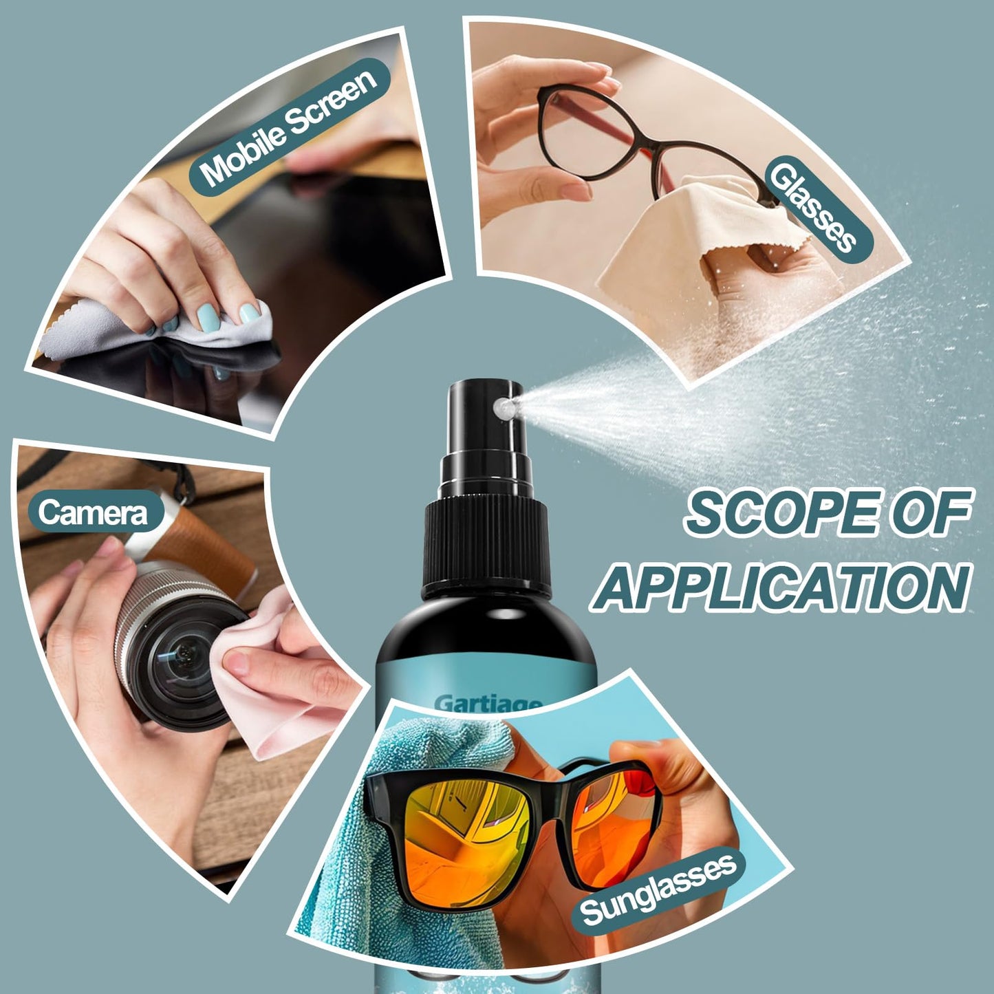 Gartiage Eyeglass Scratch Remover for Lenses – Cleaner Spray & Sunglasses Cleaning Kit (2)