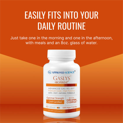 Gaslys by Approved Science: Soothe Digestive Tract with Artichoke, Ginger & Fennel - 60 Count