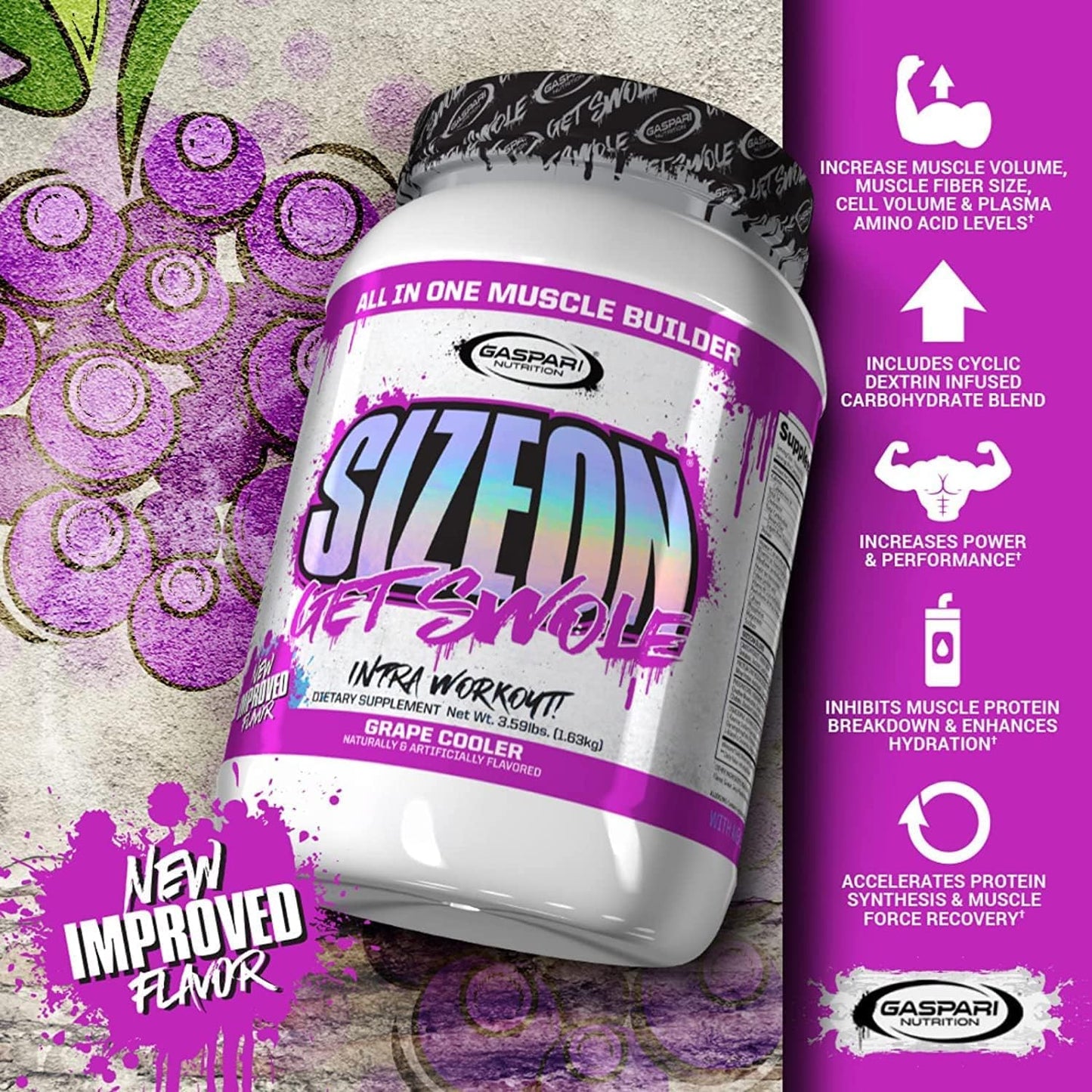Gaspari SizeOn: Hybrid Intra-Workout Aminos & Creatine (Grape Cooler)