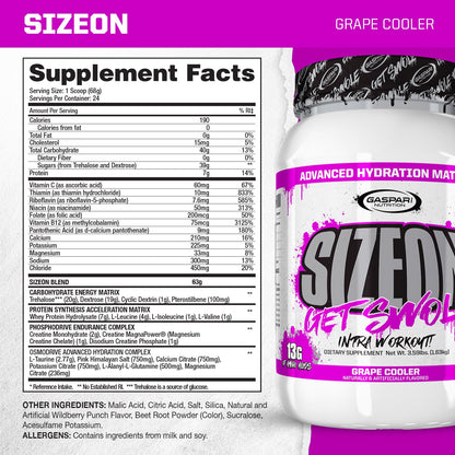 Gaspari SizeOn: Hybrid Intra-Workout Aminos & Creatine (Grape Cooler)